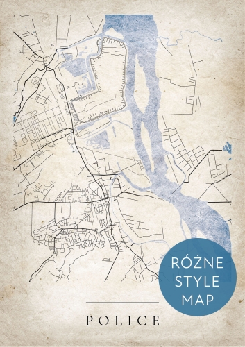 Plakat Mapa Miasta Police w 12 wariantach stylu