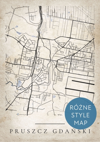 Plakat Mapa Miasta Pruszcz Gdański w 12 wariantach stylu