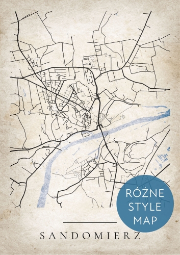Plakat Mapa Miasta Sandomierz w 12 wariantach stylu