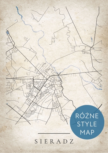 Plakat Mapa Miasta Sieradz w 12 wariantach stylu