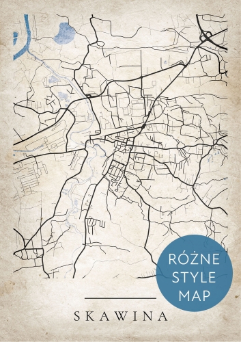 Plakat Mapa Miasta Skawina w 12 wariantach stylu