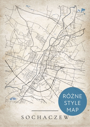 Plakat Mapa Miasta Sochaczew w 12 wariantach stylu
