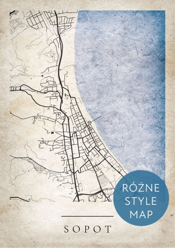 Plakat Mapa Miasta Sopot w 12 wariantach stylu