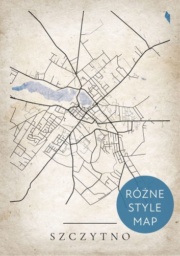 Plakat Mapa Miasta Szczytno w 12 wariantach stylu
