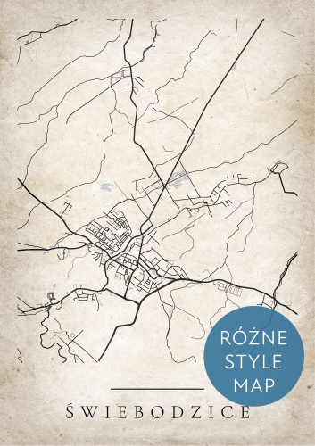 Plakat Mapa Miasta Świebodzice w 12 wariantach stylu