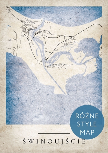 Plakat Mapa Miasta Świnoujście w 12 wariantach stylu