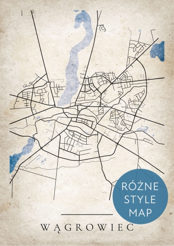 Plakat Mapa Miasta Wągrowiec w 12 wariantach stylu