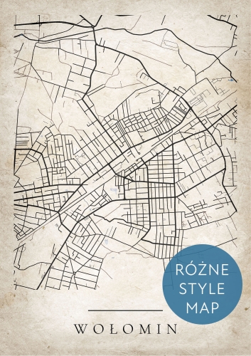 Plakat Mapa Miasta Wołomin w 12 wariantach stylu