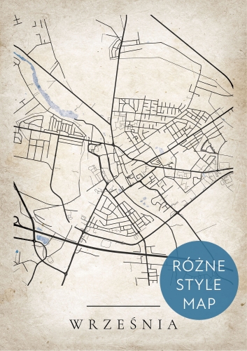 Plakat Mapa Miasta Września w 12 wariantach stylu