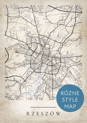 Plakat Mapa Miasta Rzeszów w 12 wariantach stylu