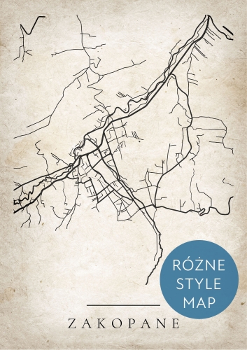 Plakat Mapa Miasta Zakopane w 12 wariantach stylu