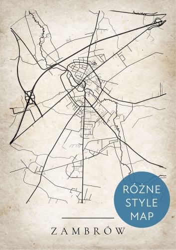 Plakat Mapa Miasta Zambrów w 12 wariantach stylu