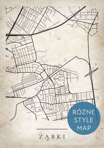 Plakat Mapa Miasta Ząbki w 12 wariantach stylu