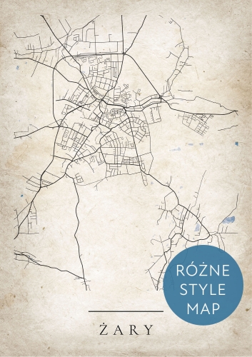 Plakat Mapa Miasta Żary w 12 wariantach stylu