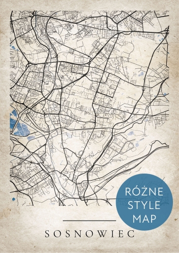 Plakat Mapa Miasta Sosnowiec w 12 wariantach stylu  