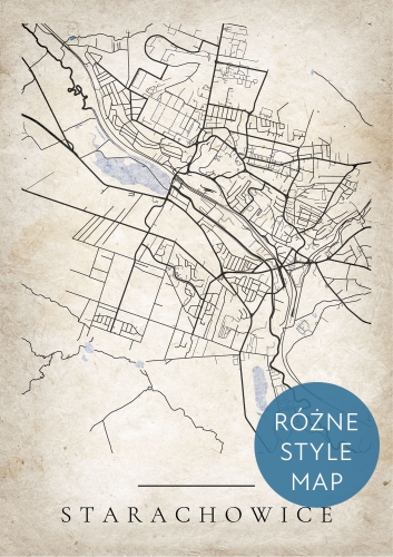 Plakat Mapa Miasta Starachowice w 12 wariantach stylu  