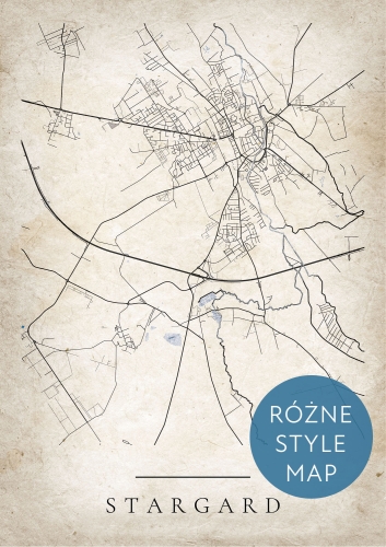 Plakat Mapa Miasta Stargard w 12 wariantach stylu