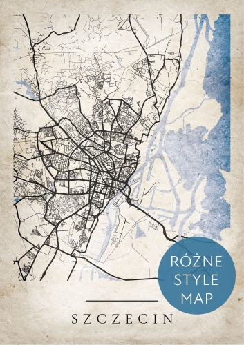Plakat Mapa Miasta Szczecin w 12 wariantach stylu