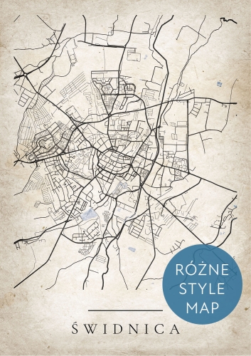 Plakat Mapa Miasta Świdnica  w 12 wariantach stylu 