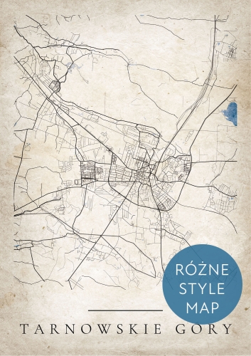 Plakat Mapa Miasta Tarnowskie Góry w 12 wariantach stylu