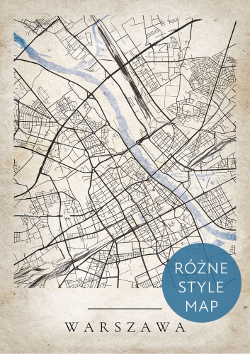 Plakat Mapa Miasta Warszawa w 12 wariantach stylu