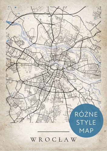 Plakat Mapa Miasta Wrocław w 12 wariantach stylu