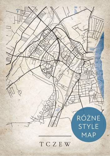 Plakat Mapa Miasta Tczew w 12 wariantach stylu
