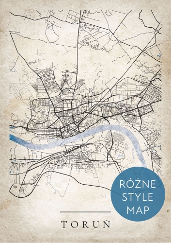 Plakat Mapa Miasta Toruń w 12 wariantach stylu 