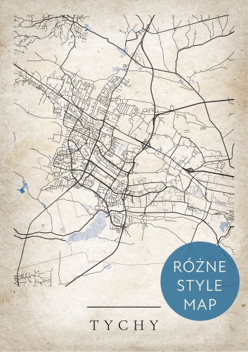 Plakat Mapa Miasta Tychy w 12 wariantach stylu  