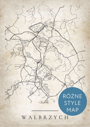 Plakat Mapa Miasta Wałbrzych w 12 wariantach stylu  