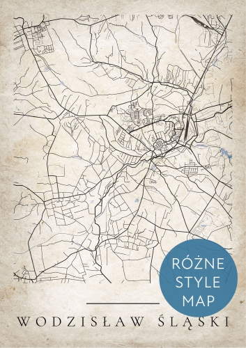 Plakat Mapa Miasta Wodzisław Śląski w 12 wariantach stylu