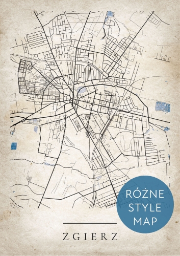 Plakat Mapa Miasta Zgierz w 12 wariantach stylu