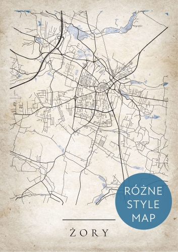 Plakat Mapa Miasta Żory w 12 wariantach stylu