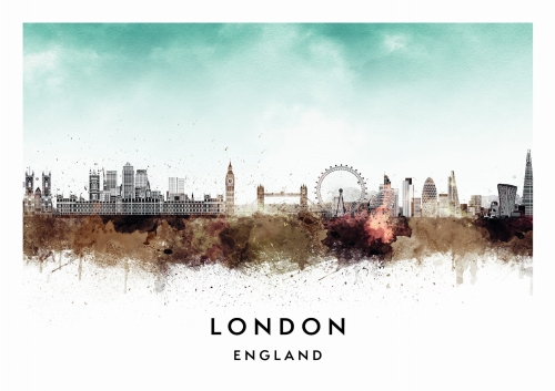 Plakat do salonu skylines Londyn London w stylu Watercolor/ Akwarelowym