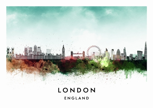 Plakat do salonu skylines Londyn London w stylu Watercolor/ Akwarelowym