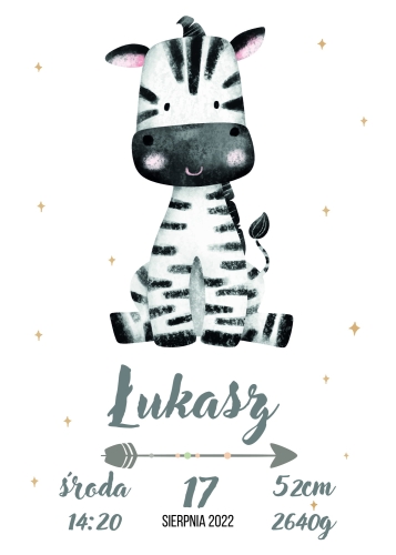 Metryczka z Delikatną Ilustracją – Plakat Personalizowany