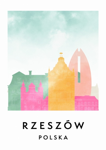 Plakat do salonu skylines Rzeszów w stylu Watercolor/ Akwarelowym