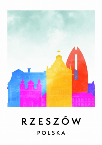 Plakat do salonu skylines Rzeszów w stylu Watercolor/ Akwarelowym