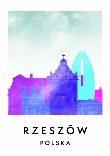 Plakat do salonu skylines Rzeszów w stylu Watercolor/ Akwarelowym
