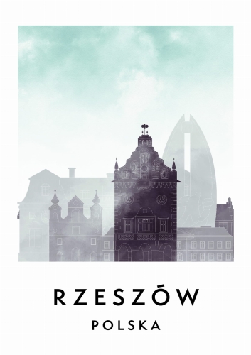 Plakat do salonu skylines Rzeszów w stylu Watercolor/ Akwarelowym