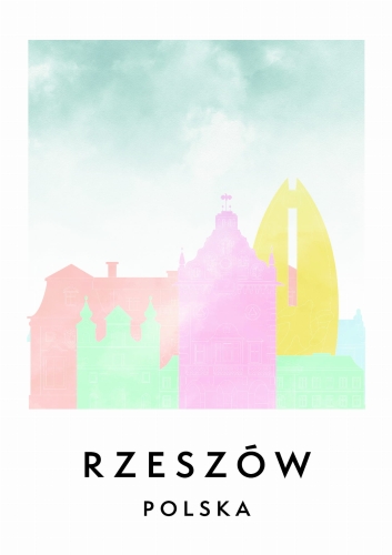 Plakat do salonu skylines Rzeszów w stylu Watercolor/ Akwarelowym