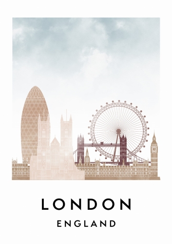 Plakat do salonu skylines Londyn London w stylu Watercolor/ Akwarelowym