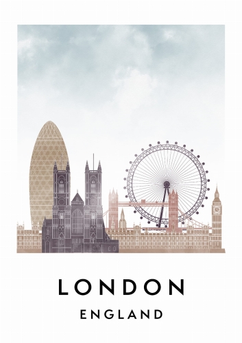 Plakat do salonu skylines Londyn London w stylu Watercolor/ Akwarelowym