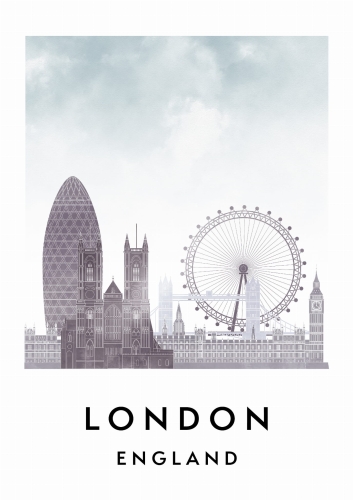 Plakat do salonu skylines Londyn London w stylu Watercolor/ Akwarelowym