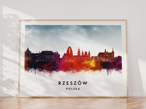 Plakat do salonu skylines Rzeszów w stylu Watercolor/ Akwarelowym