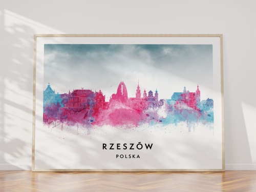 Plakat do salonu skylines Rzeszów w stylu Watercolor/ Akwarelowym