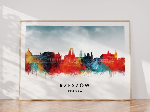 Plakat do salonu skylines Rzeszów w stylu Watercolor/ Akwarelowym