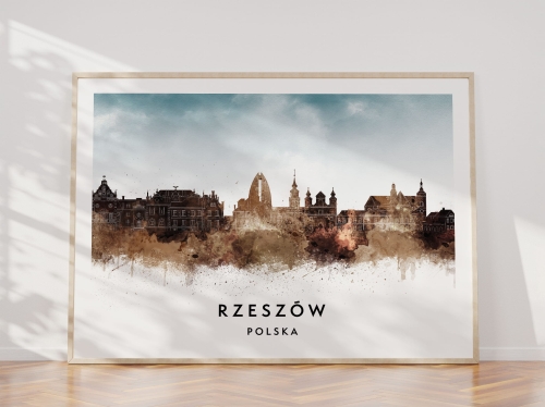 Plakat do salonu skylines Rzeszów w stylu Watercolor/ Akwarelowym