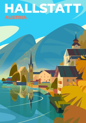 Plakat podróżniczy Hallstatt Austria