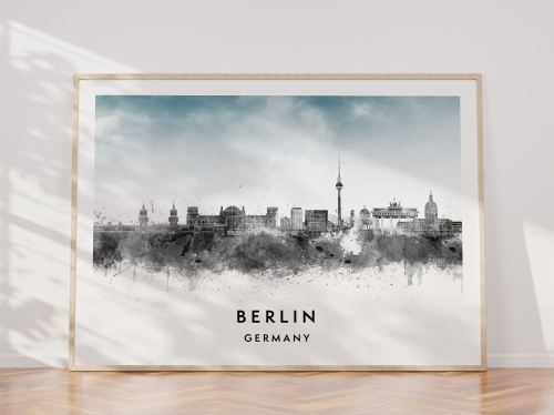 Plakat do salonu skylines Berlin w stylu Watercolor/ Akwarelowym